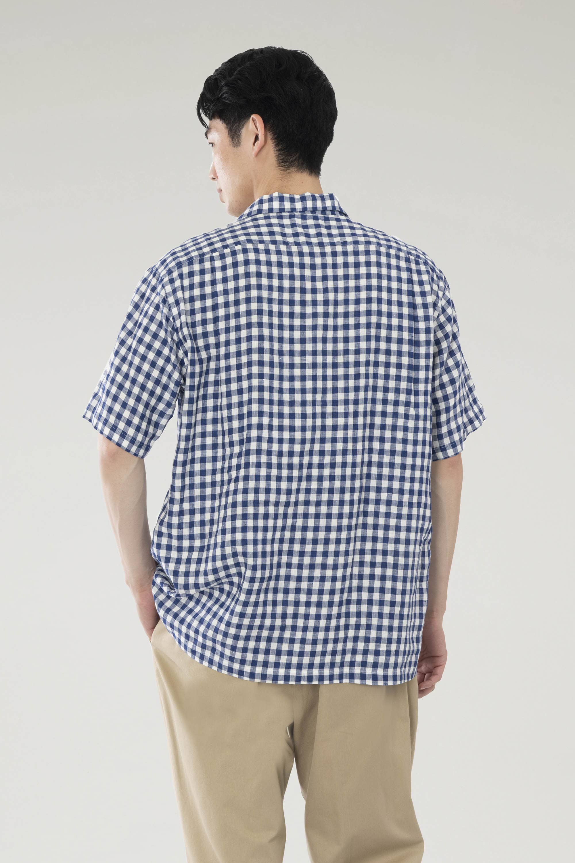 SHORT SLEEVE GINGHAM CHECK OPEN COLLAR SHIRT｜WOOLRICH（ウール