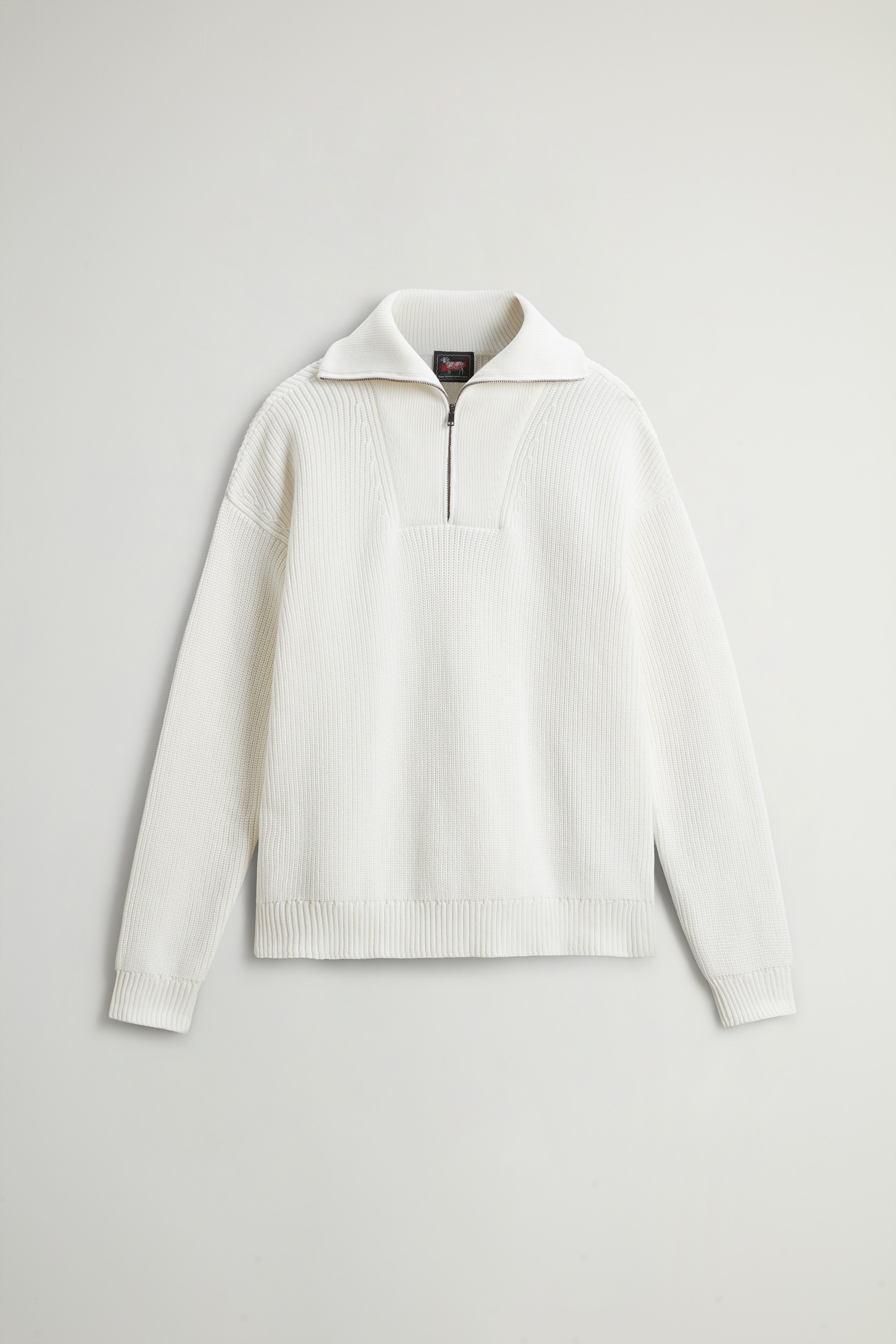 COTTON HALF ZIP MOCK NECK