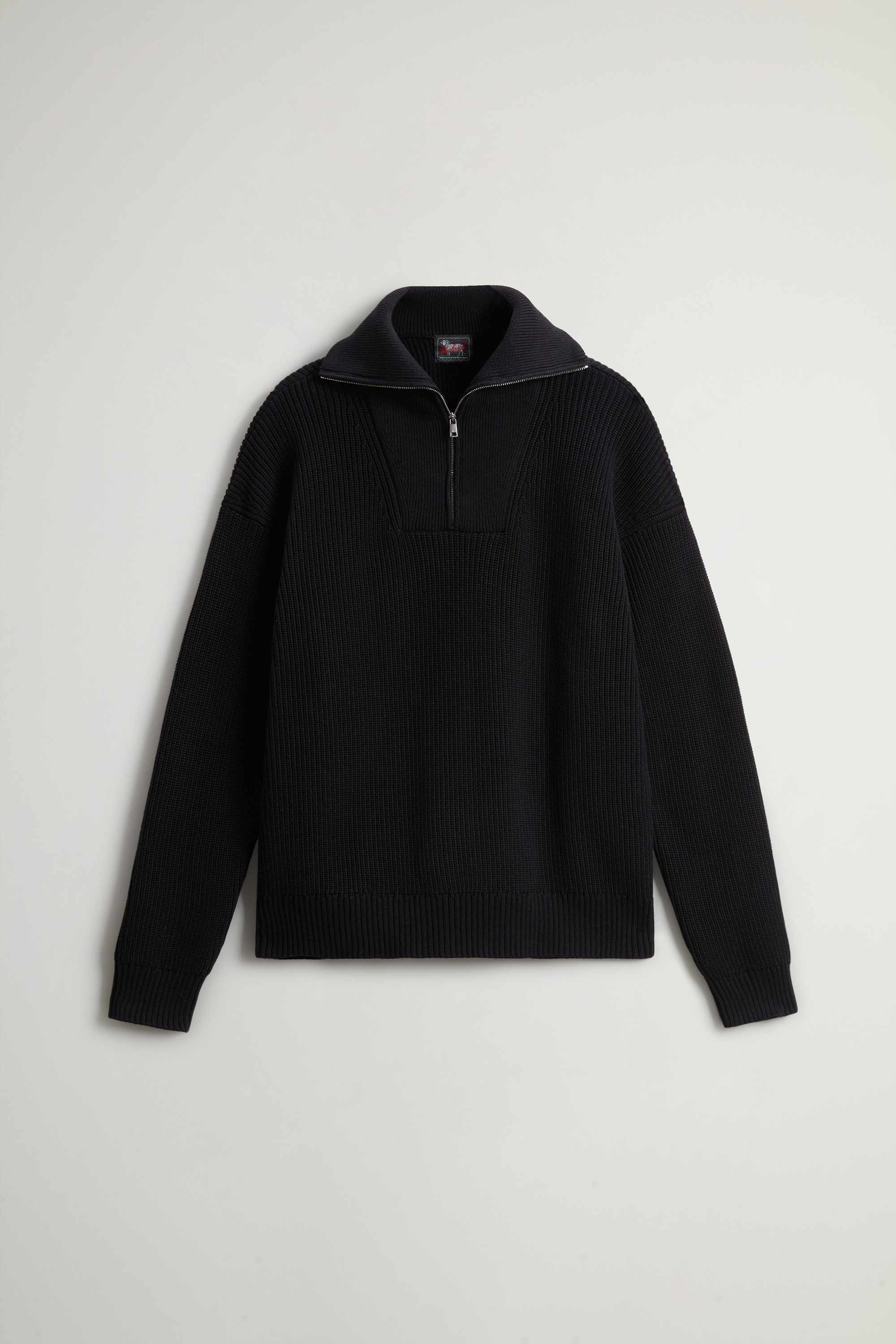 COTTON HALF ZIP MOCK NECK